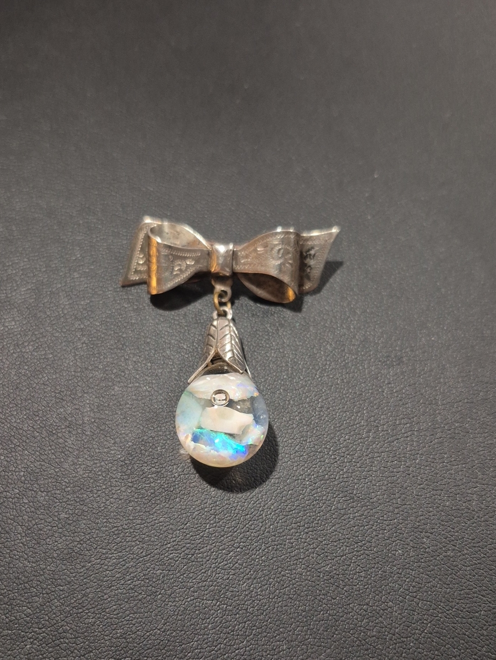 Sterling CORO 1940s Floating Opal PIN BROOCH Rare